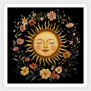 Zodiac Sun Resting in its Floral Wreath Sticker